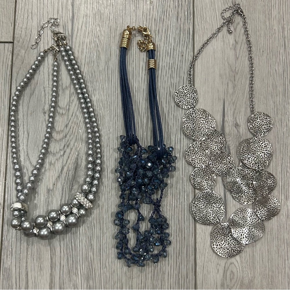 Women’s Navy Beaded Statement Necklace - Unbranded